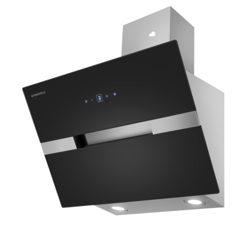 ВЫТЯЖКА MAUNFELD MERSEY 60 Inox Glass BLACK/ ширина 600 мм, наклонная, сенсорное управление, 3 скорости, 1050 м3/ч, 54 дБ, таймер,светодиодное LED освещение, черный цвет