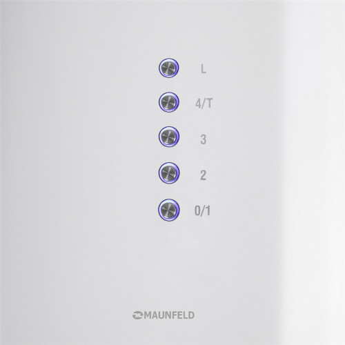 Вытяжка MAUNFELD LEE ISLA 39 WHITE островная вытяжка с потолочным креплением, 1050 м3, кухни до 40м2, 52дБ, LED, электронное управление, в опции угольный фильтр CF172C, белая