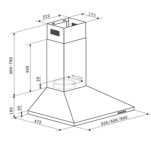 Вытяжка каминная Weissgauff Zosma 60 PB WH белый управление: кнопочное (1 мотор)