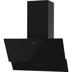 Наклонная вытяжка, 60 см, электронное управление, сенсорная панель, 3 скорости работы, производительность 950 м?/ч, LED освещение, черный, металл, стекло, 600х340х380-607 мм.