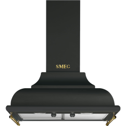 Вытяжки SMEG/ Cortina, вытяжка настенная декоративная, 59,5 см, антрацит, фурнитура латунная.