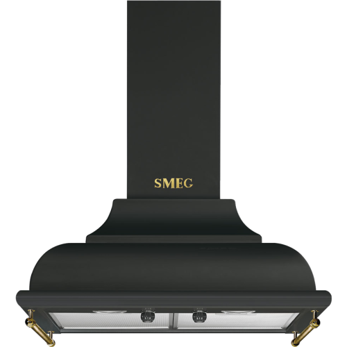 Вытяжки SMEG/ Cortina, вытяжка настенная декоративная, 59,5 см, антрацит, фурнитура латунная.
