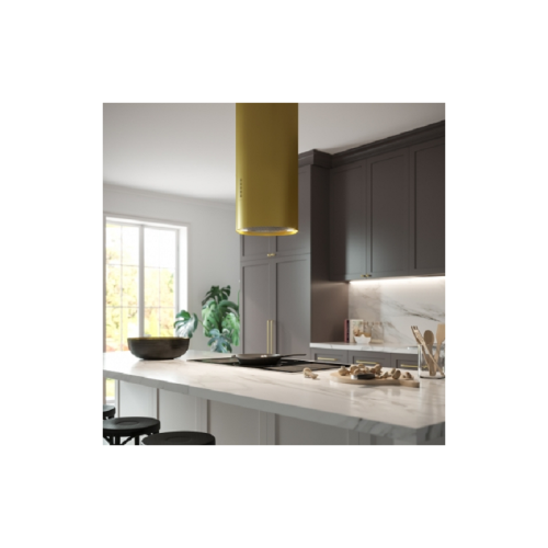 Вытяжка FALMEC POLAR EVO IS GOLD 35, 35 см, цилиндрическая, островная, электронное управление, светодиодное освещение, 4 скорости, отвод/циркуляция, максимальная производительность 1200 м3/ч, угольный фильтр в комплекте, цвет золото