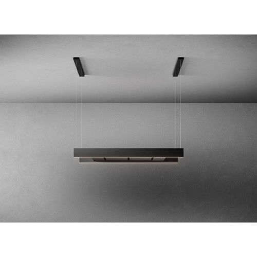 Вытяжка FALMEC LIGHT 120 BLACK, серия Design+, 123 см, островная, потолочная, электронное/кнопочное управление, светодиодное освещение, периметральное всасывание, 4 скорости, отвод/циркуляция, интенсивный режим, макс. производительность 500 м3/ч, угольный