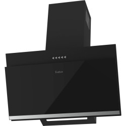 Наклонная вытяжка,  60 см, механический контроль, 3 скорости работы, производительность 900 м3/ч, LED освещение, черный, металл, стекло, 600 x 291х368-607  мм.