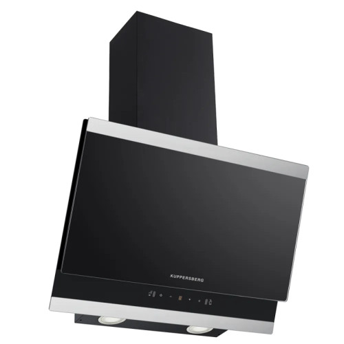 Наклонная вытяжка Kuppersberg/ Наклонная вытяжка Kuppersberg, 60 см, High-Tech, таймер, макс. производительность 850 м3/ч, 3 скорости, обратный клапан, сенсорное управление, дисплей, LED освещение, уровень шума 53 дБ, цвет черный/нержавеющая сталь