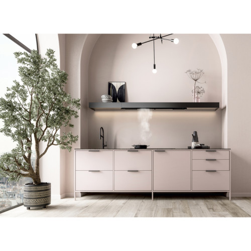 Вытяжка FALMEC SHELF 120 NERO (отвод воздуха, без мотора), 120 см, настенная, электронное/сенсорное управление, светодиодное освещение Dynamic Led Light, 4 скорости, интенсивный режим, таймер, угольный фильтр (опция), возможность работы с внешним мотором,