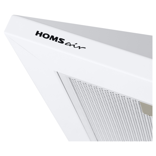 Вытяжка HOMSair DELTA 50 White/ подвесная, кнопочное управление, 3 скорости, 600 м3/ч, до 25 м2, 47 дБ, светодиодное LED-освещение, ДхШхВ: 475х500х180, белый цвет