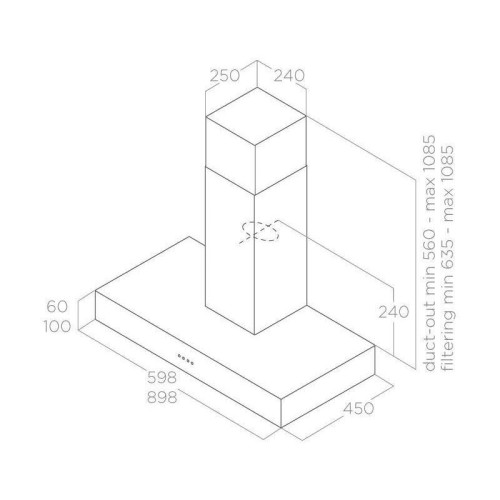 Вытяжка каминная Elica Spot NG H6 IX/A/90 нержавеющая сталь управление: кнопочное (1 мотор)