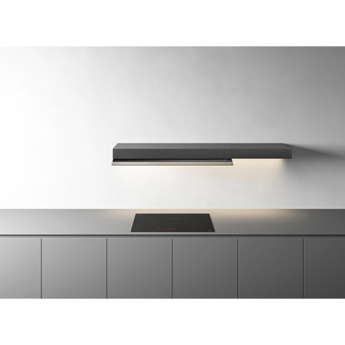 Вытяжка FALMEC SHELF 120 NERO (отвод воздуха, без мотора), 120 см, настенная, электронное/сенсорное управление, светодиодное освещение Dynamic Led Light, 4 скорости, интенсивный режим, таймер, угольный фильтр (опция), возможность работы с внешним мотором,