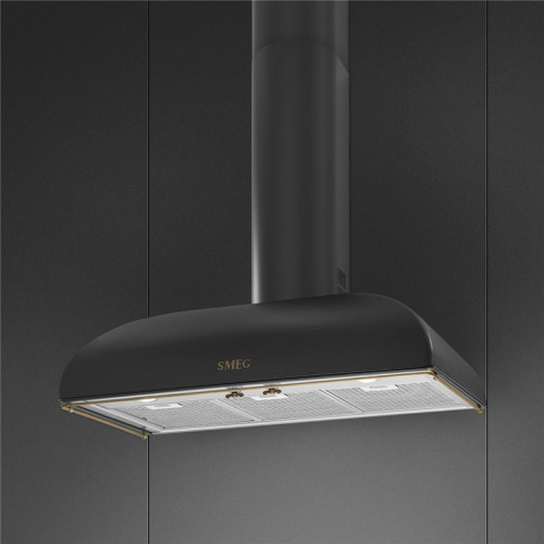 Вытяжка SMEG/ Coloniale, Вытяжка настенная, 90 см, антрацит, фурнитура латунная