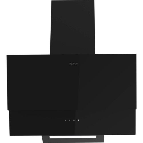 Наклонная вытяжка, 60 см, электронное управление, сенсорная панель, 3 скорости работы, производительность 950 м?/ч, LED освещение, черный, металл, стекло, 600х340х380-607 мм.