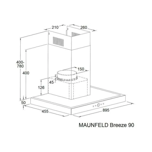 Вытяжка/ Кухонная вытяжка MAUNFELD Breeze 90 нержавеющая сталь Вытяжка/ Кухонная вытяжка MAUNFELD Breeze 90 нержавеющая сталь