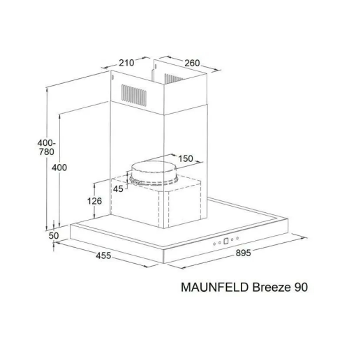 Вытяжка/ Кухонная вытяжка MAUNFELD Breeze 90 нержавеющая сталь