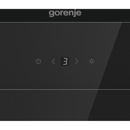 Вытяжка GORENJE/ Тип каминная наклонная,60см, сенсорное управление, мощность 782 куб.м, черная