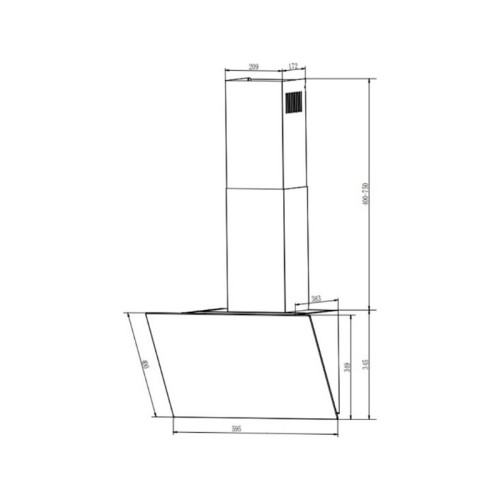 Настенная вытяжка Faber/ BETTER, VELA BK 60, наклонная, 60 см, 750 м3/ч, сенсорное управление, LED освещение, цвет: черный