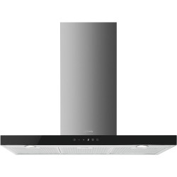 Вытяжка SMEG/ Linea, Вытяжка настенная, 90 см, нержавеющая сталь/черное стекло