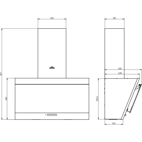 Вытяжка каминная Elikor Титан 50П-430-К3Д черный управление: кнопочное (1 мотор)