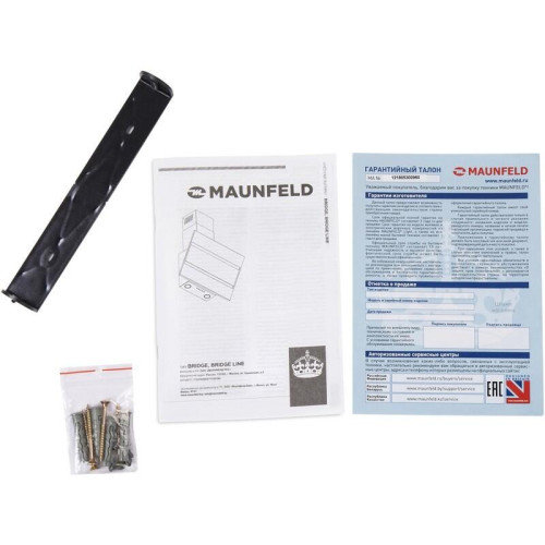 Кухонная вытяжка MAUNFELD BRIDGE 60 black glass black  наклонная, 850 м3/ч, механическое управление, энергоэффективность В, черный