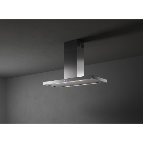 Вытяжка FALMEC PLANE IS STEEL 120 (PLUS), 120 см, островная, электронное управление, светодиодное освещение, 4 скорости, отвод/циркуляция, максимальная производительность 800 м3/ч, угольный фильтр (опция), цвет нержавеющая сталь