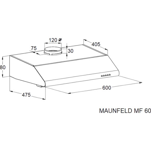 ВЫТЯЖКА MAUNFELD/ Подвесная вытяжка, 60 см, 3 скорости, 420 м3/ч, LED освещение, цвет белый, (угольный фильтр CF152A приобретается отдельно)