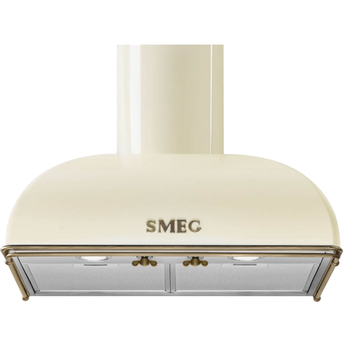 Настенная вытяжка SMEG/ Настенная вытяжка SMEG, поворотные переключатели, LED освещение, максимальная производительность 754 м3/ч, 3 скорости + интенсивный режим, фурнитура латунная, цвет кремовый