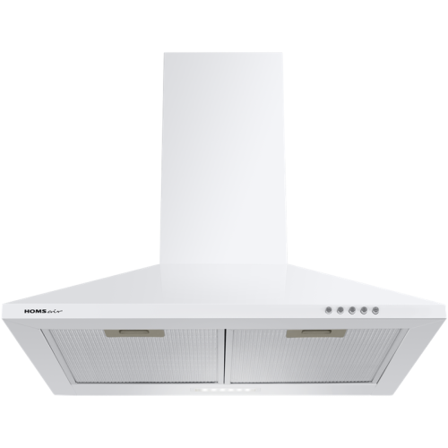 Вытяжка HOMSair DELTA 60 White/ подвесная, кнопочное управление, 3 скорости, 600 м3/ч, до 25 м2, 47 дБ, угольный фильтр CF130 (2шт.), светодиодное LED-освещение, ДхШхВ: 475х600х180, белый цвет