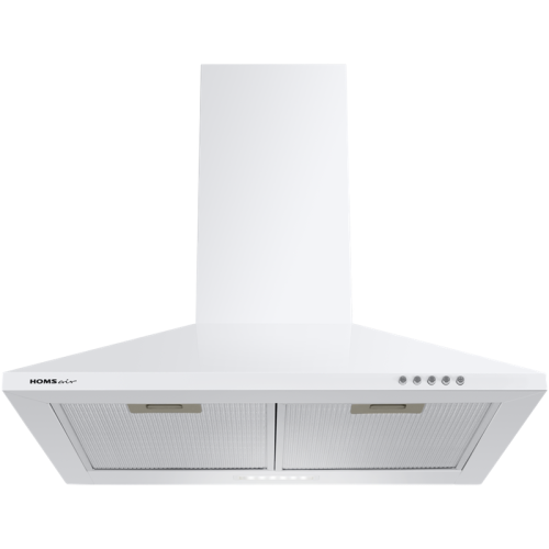 Вытяжка HOMSair DELTA 50 White/ подвесная, кнопочное управление, 3 скорости, 600 м3/ч, до 25 м2, 47 дБ, светодиодное LED-освещение, ДхШхВ: 475х500х180, белый цвет