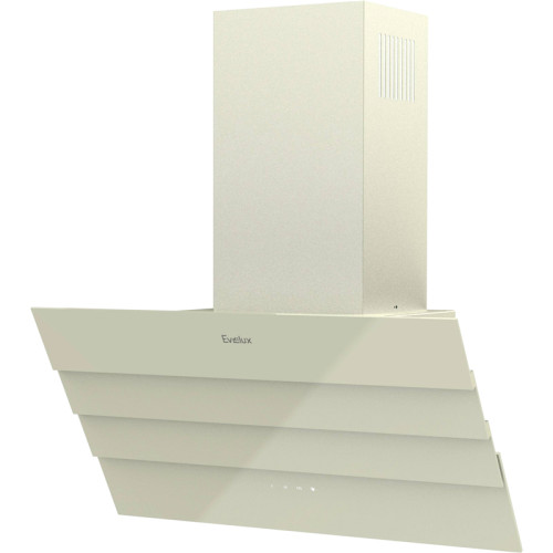 Наклонная вытяжка, 60 см, электронное управление, сенсорная панель, 3 скорости работы, производительность 920 м3/ч, LED освещение, бежевый, металл, стекло, 600х355х395-607 мм.