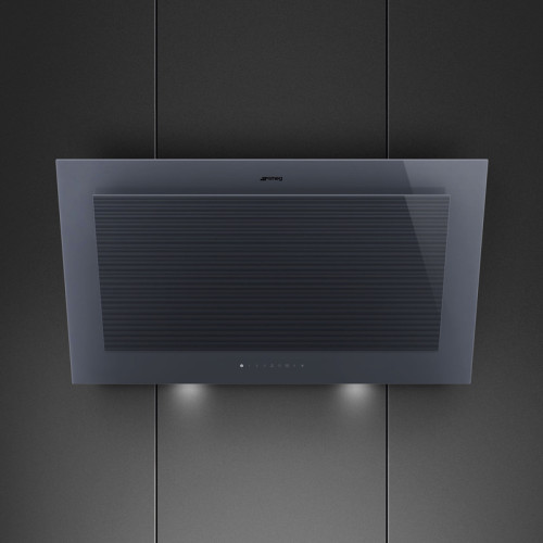 Вытяжка Smeg/ Настенная вытяжка, серия Linea,ширина 90 см,энергоэффективность А+,3 скорости,сенсорное управление,820м/ч, 2 фильтра,цвет Neptune Grey