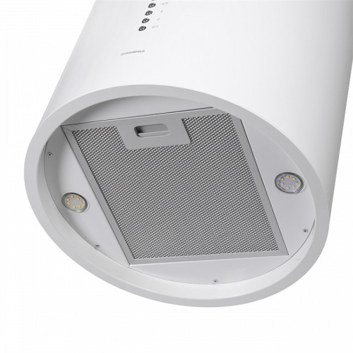 Вытяжка MAUNFELD LEE ISLA 39 WHITE островная вытяжка с потолочным креплением, 1050 м3, кухни до 40м2, 52дБ, LED, электронное управление, в опции угольный фильтр CF172C, белая