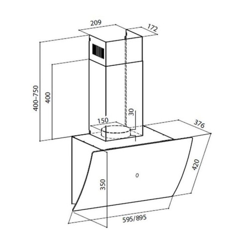 Вытяжка каминная Lex Plaza GS 600 WH белый управление: сенсорное (1 мотор)