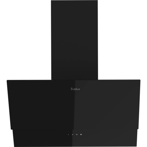Наклонная вытяжка, 60 см, электронное управление, сенсорная панель, 3 скорости работы, производительность 950 м?/ч, LED освещение, черный, металл, стекло, 600х340х380-607 мм.
