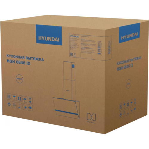Вытяжка каминная Hyundai HGH 6846 IX черный/нержавеющая сталь управление: сенсорное (1 мотор)
