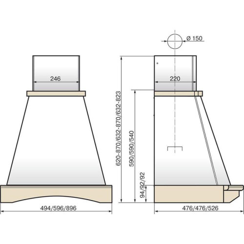 Кухонная вытяжка ELIKOR Ротонда 60П-1000-П3Д бежевый/дуб неокр