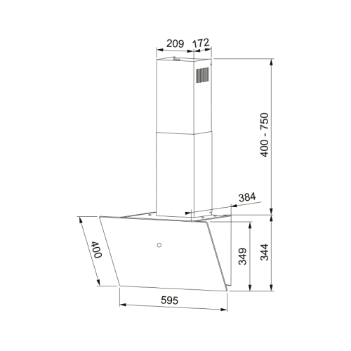 Вытяжка Franke/ Best, Вытяжка наклонная REFLECT 60 BK, 60 см, 750 м3/ч, сенсорное управление, LED освещение, 66 дБ, Угольный фильтр Ф-10 (опция), цвет черный