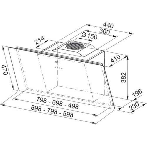 Вытяжка Franke/ BEST, Вытяжка Franke FSMA 905 BK, наклонная, 90 см, LED освещение, 3 скорости + интенсивный режим, 800 м3/ч, энергоэффективность А+, цвет черный
