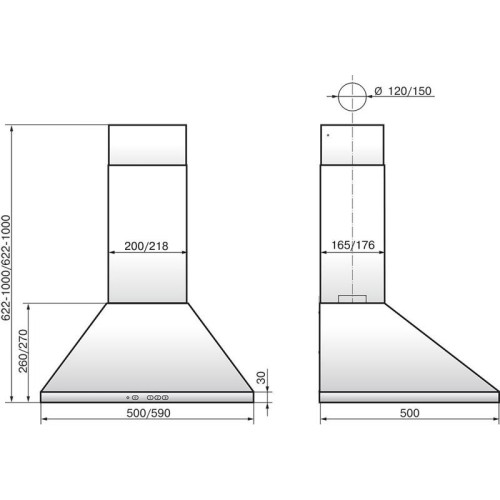 Вытяжка каминная Elikor Вента 60Н-650-К3Д нержавеющая сталь управление: кнопочное (1 мотор)