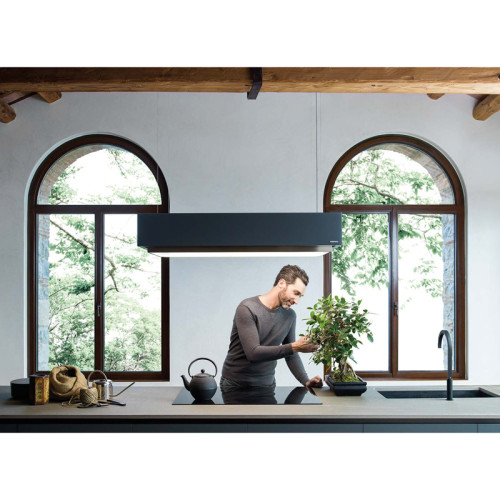 Вытяжка FALMEC LEVANTE 120 GRAPHITE, серия Circle.Tech, островная, 120 см, электронное управление, пульт ДУ в комплекте, светодиодное освещение Dynamic Led Light, технология горизонтальной фильтрации, 4 скорости, рециркуляция, макс. Производительность 600