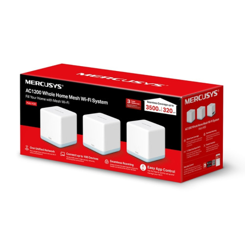 Бесшовный Mesh роутер Mercusys Halo H30(3-pack) AC1200 10/100BASE-TX компл.:устройство/крепления/адаптер белый (упак.:3шт) Бесшовный Mesh роутер Mercusys Halo H30(3-pack) AC1200 10/100BASE-TX компл.:устройство/крепления/адаптер белый (упак.:3шт)