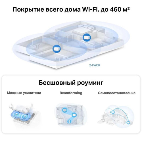 Бесшовный Mesh роутер Mercusys HALO H80X(2-PACK) AX3000 10/100/1000BASE-TX белый (упак.:2шт)