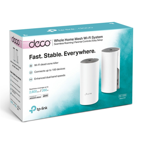 Бесшовный Mesh роутер TP-Link Deco E4 (DECO E4(2-PACK)) AC1200 10/100BASE-TX белый (упак.:2шт)