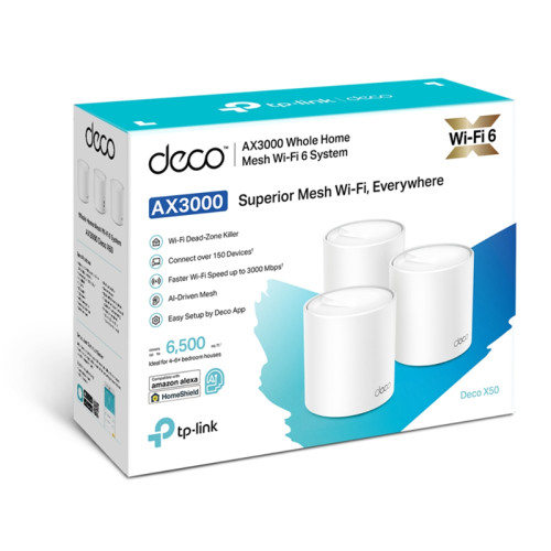 Маршрутизатор/ AX3000 Whole Home Mesh Wi-Fi 6 System, 3 units, 2× Internal Antennas, 3× Gb Ports (WAN/LAN auto-sensing)