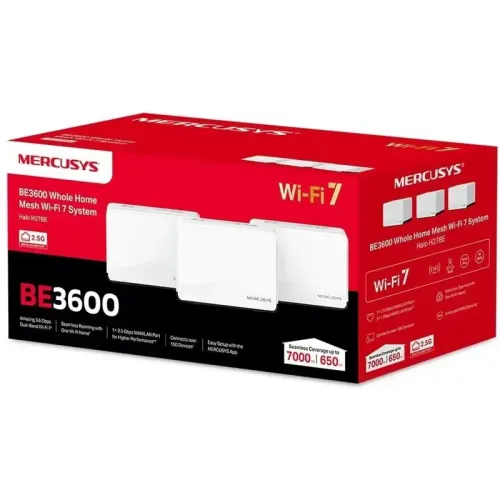 Бесшовный Mesh роутер Mercusys Halo H27BE (HALO H27BE(3-PACK)) BE3600 10/100/1000BASE-TX белый (упак.:3шт)