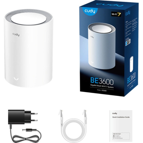 Бесшовный Mesh роутер Cudy M3600 (M3600(1-PACK)) BE3600 10/100/1000BASE-T белый Бесшовный Mesh роутер Cudy M3600 (M3600(1-PACK)) BE3600 10/100/1000BASE-T белый