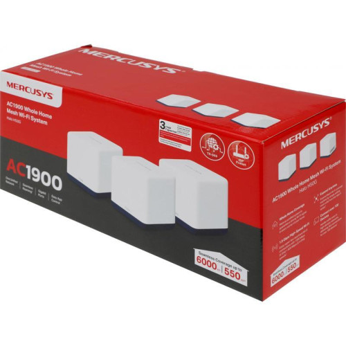 Бесшовный Mesh роутер Mercusys Halo H50G(3-pack) AC1900 10/100/1000BASE-TX белый (упак.:3шт)