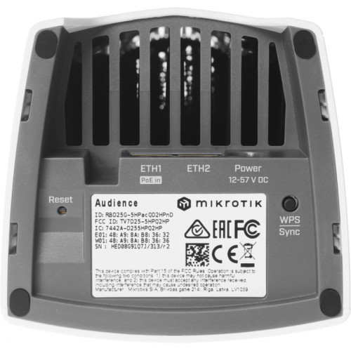 Точка доступа MikroTik Audience (RBD25G-5HPACQD2HPND) AC2900 10/100/1000BASE-TX белый Точка доступа MikroTik Audience (RBD25G-5HPACQD2HPND) AC2900 10/100/1000BASE-TX белый