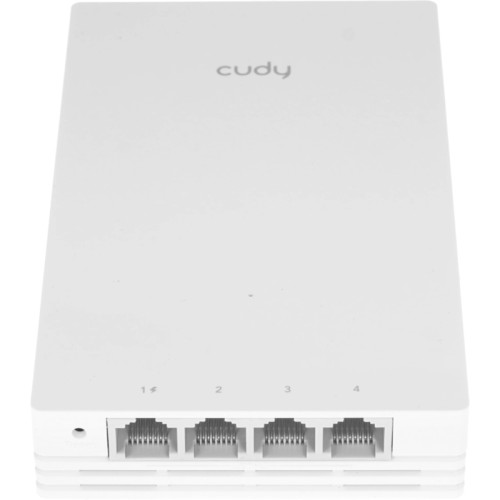 Точка доступа/ AX3000 Dual Band Wi-Fi 6 Wall Plate Access Point, Chipset MT7981+MT7531AE+MT7976CN, 802.11ax/ac/a/b/g/n, 2402Mbps at 5GHz + 574Mbps at 2.4GHz, 1 x Gigabit PoE-IN Port, 802.3af / at, 4 x Gigabit  RJ45 ports, LAN1 support PoE Out,  Cudy Mesh 