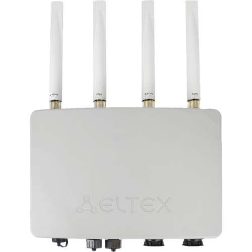 Точка доступа WOP-30LI, 802.11ax  (WiFi 6), 2.4/5GHz; 2х2 MU-MIMO; 2 x10/100/1000Base-T, 2xSFP, 4 разъема N-типа для подключения внешних антенн, 48/56В PoE+, источник питаня 12В.