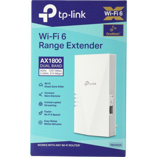Повторитель беспроводного сигнала TP-Link RE600X AX1800 10/100/1000BASE-TX белый